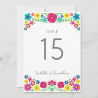 Colourful Flowers wedding TABLE NUMBER