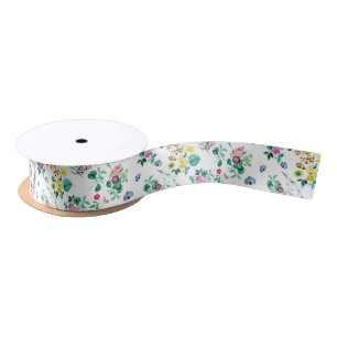 Colourful Flowers, Wild Flowers, Roses, Lilies Satin Ribbon