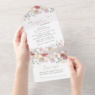 Colourful Flowers, Wildflowers, Boho, Baby Shower All In One Invitation