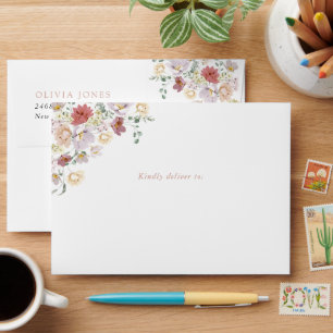 Colourful Flowers, Wildflowers, Boho, Baby Shower Envelope