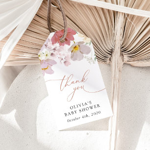 Colourful Flowers, Wildflowers, Boho, Baby Shower Gift Tags