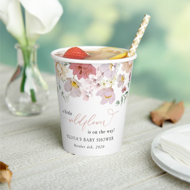 Colourful Flowers, Wildflowers, Boho, Baby Shower Paper Cups (Insitu)