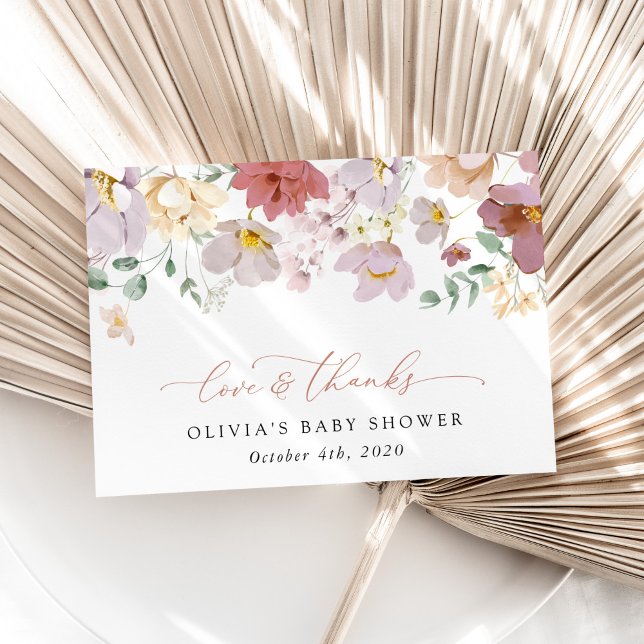 Colourful Flowers, Wildflowers, Boho, Baby Shower Thank You Card (Creator Uploaded)