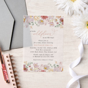 Colourful Flowers, Wildflowers, Boho, Baby Shower Vellum Invitations