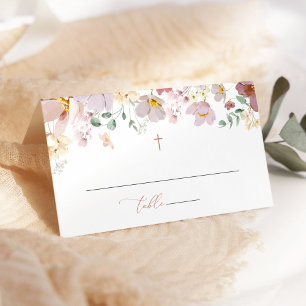Colourful Flowers, Wildflowers, Boho, Baptism Place Card