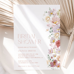 Colourful Flowers, Wildflowers, Boho, Bridal Showe Invitation