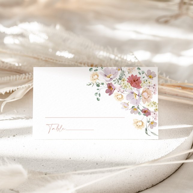 Colourful Flowers, Wildflowers, Boho, Bridal Showe Place Card (Creator Uploaded)