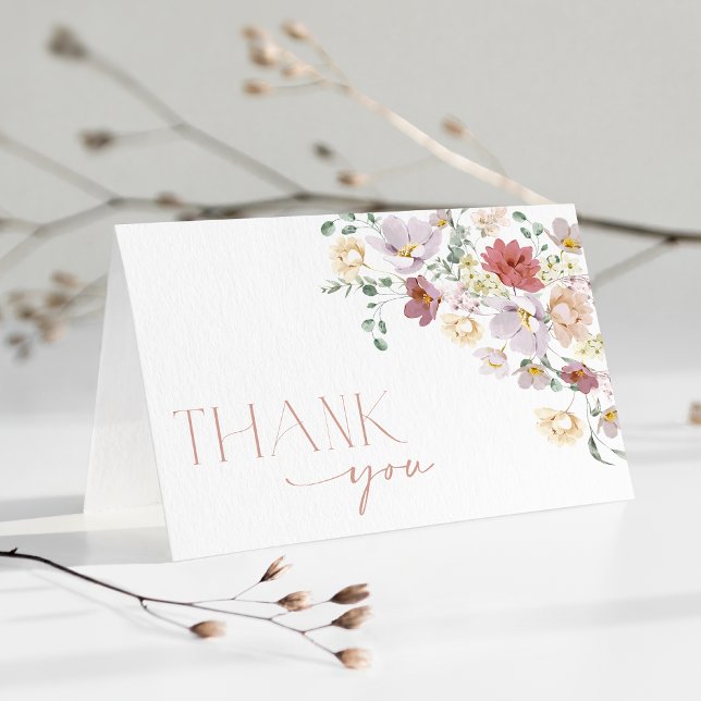 Colourful Flowers, Wildflowers, Boho, Bridal Showe Thank You Card (Creator Uploaded)
