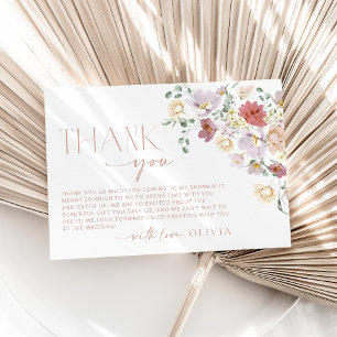 Colourful Flowers, Wildflowers, Boho, Bridal Showe Thank You Card