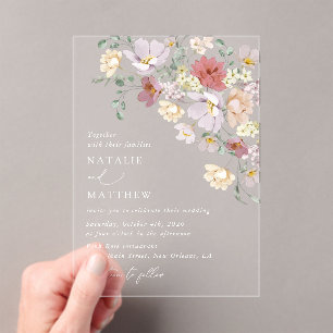 Colourful Flowers, Wildflowers, Boho, Wedding Acrylic Invitations