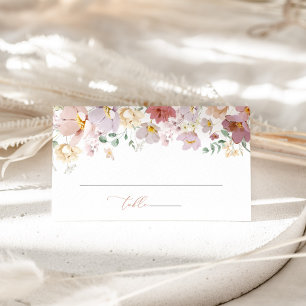 Colourful Flowers, Wildflowers, Boho, Wedding Place Card