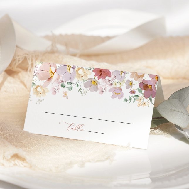 Colourful Flowers, Wildflowers, Boho, Wedding Place Card (Creator Uploaded)