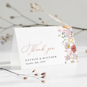 Colourful Flowers, Wildflowers, Boho, Wedding Thank You Card