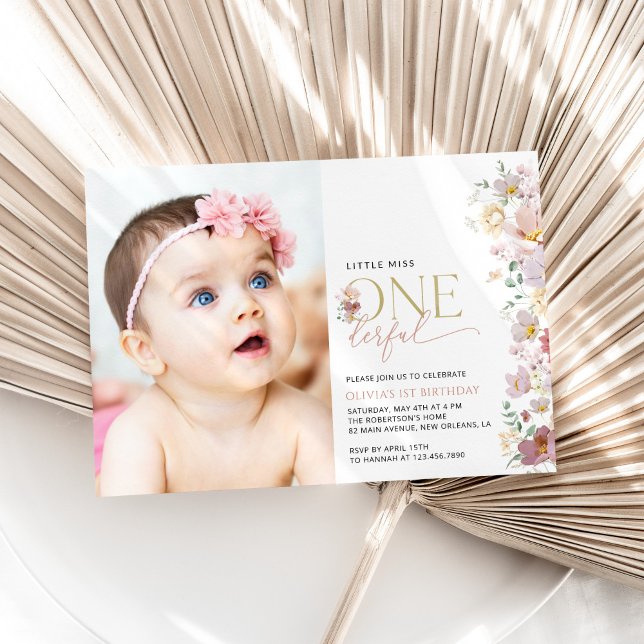 Colourful Flowers, Wildflowers, First Birthday Invitation (Creator Uploaded)