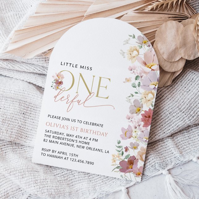 Colourful Flowers, Wildflowers, First Birthday Invitation (Creator Uploaded)