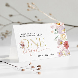 Colourful Flowers, Wildflowers, First Birthday Thank You Card