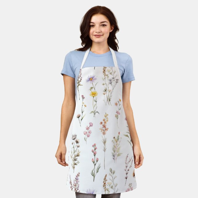 Colourful Flowers, Wildflowers, Garden Flowers Apron (Worn)