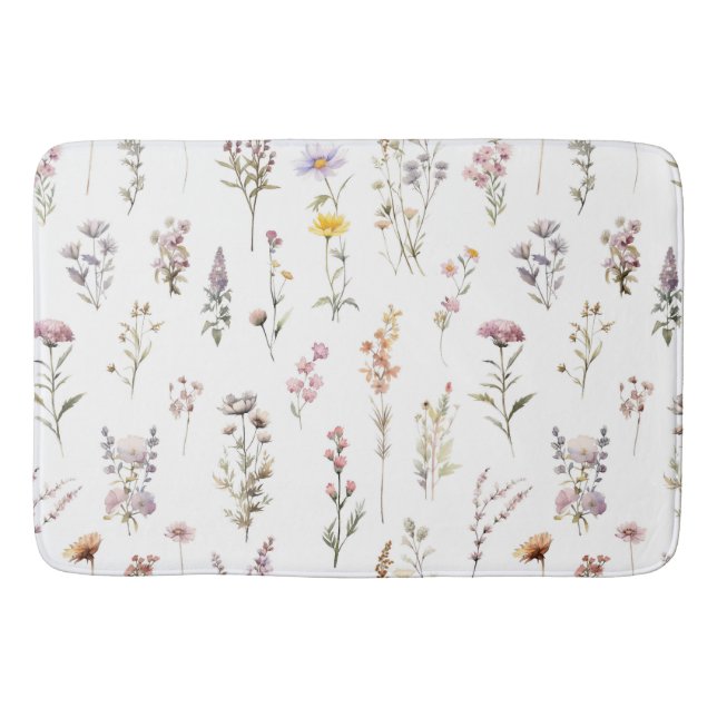 Colourful Flowers, Wildflowers, Garden Flowers Bath Mat (Front)