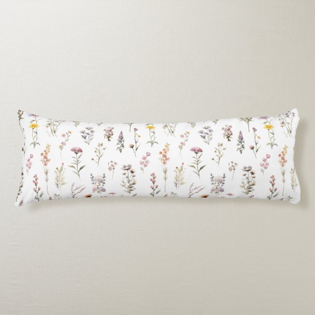 Colourful Flowers, Wildflowers, Garden Flowers Body Cushion (Front)