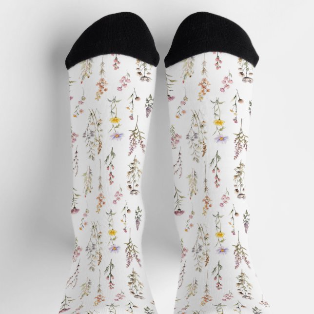 Colourful Flowers, Wildflowers, Garden Flowers Socks (Top)