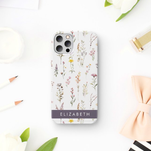Colourful Flowers, Wildflowers, Greenery, Your Nam Case-Mate iPhone Case (Creator Uploaded)