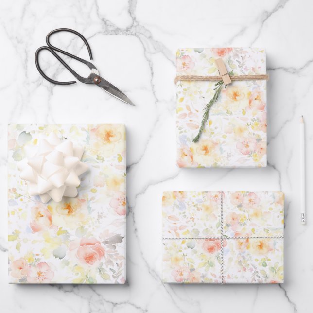 Colourful Flowers Wildflowers Meadow Garden Elegan Wrapping Paper Sheet (Front)