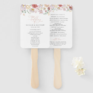 Colourful Flowers, Wildflowers, Wedding Program Hand Fan