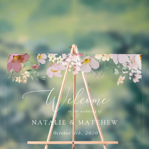 Colourful Flowers, Wildflowers, Wedding Welcome Acrylic Sign