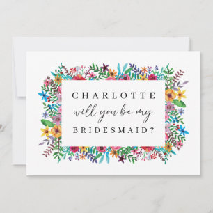 Colourful Flowers Will You Be My Bridesmaid Card