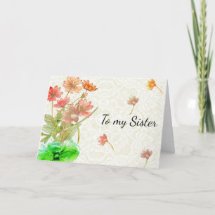 Colourful Flowers with Green Bow Mother's Day Holiday Card