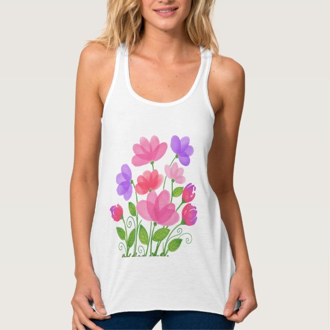Colourful Flowers  Wrap  Singlet (Front)