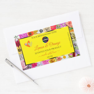 Colourful Flowers Yellow Product Labels Hearts Log
