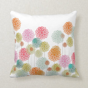 Colourful Fluffies Throw Pillow - Pink Back