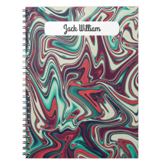 Colourful fluid and liquid spiral notebook