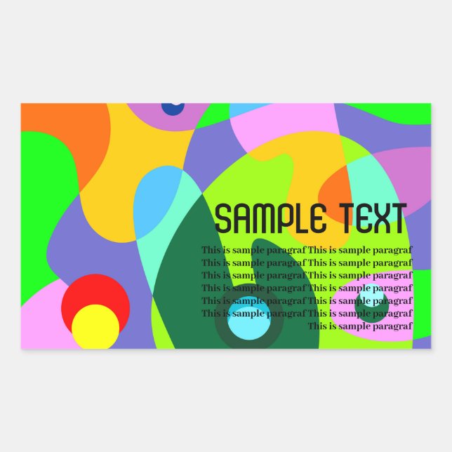 Colourful fluid circle abstract background rectangular sticker (Front)