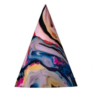 Colourful Fluid Marbling Abstraction Party Hat