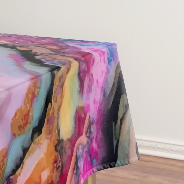Colourful Fluid Marbling Abstraction Tablecloth (In Situ)