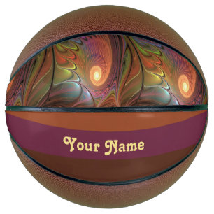 Colourful Fluorescent Abstract Brown Fractal Name Basketball