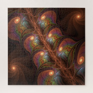 Colourful Fluorescent Abstract Modern Brown Fracta Jigsaw Puzzle