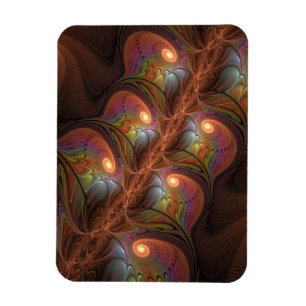 Colourful Fluorescent Abstract Modern Brown Fracta Magnet