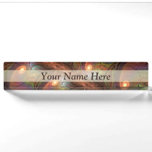 Colourful Fluorescent Abstract Modern Brown Fracta Nameplate