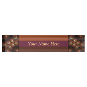 Colourful Fluorescent Abstract Modern Brown Fracta Nameplate