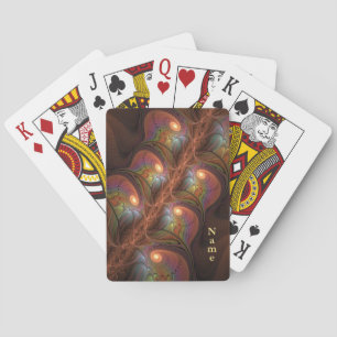 Colourful Fluorescent Abstract Modern Brown Name Playing Cards