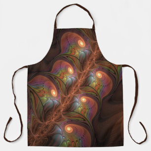 Colourful Fluorescent Abstract Trippy Brown Fracta Apron