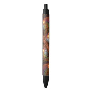 Colourful Fluorescent Abstract Trippy Brown Fracta Black Ink Pen
