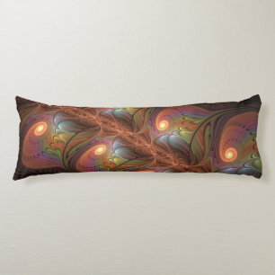 Colourful Fluorescent Abstract Trippy Brown Fracta Body Cushion