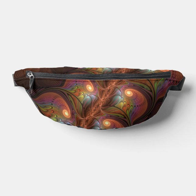 Colourful Fluorescent Abstract Trippy Brown Fracta Bum Bags (Lay Down)