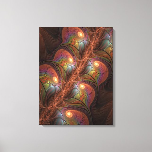 Colourful Fluorescent Abstract Trippy Brown Fracta Canvas Print (Front)