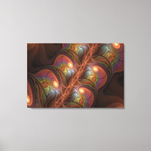 Colourful Fluorescent Abstract Trippy Brown Fracta Canvas Print