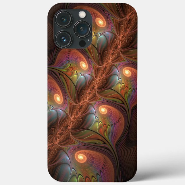 Colourful Fluorescent Abstract Trippy Brown Fracta Case-Mate iPhone Case (Back)